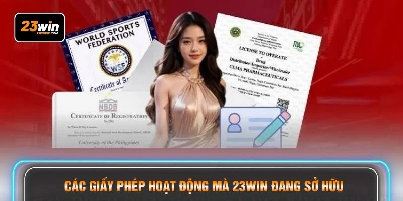Các giấy phép hoạt động mà 23WIN đang sở hữu